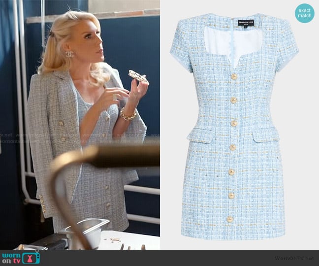 Generation Love Brunella Short-Sleeve Tweed Dress worn by Gretchen Rossi on The Real Housewives of Orange County