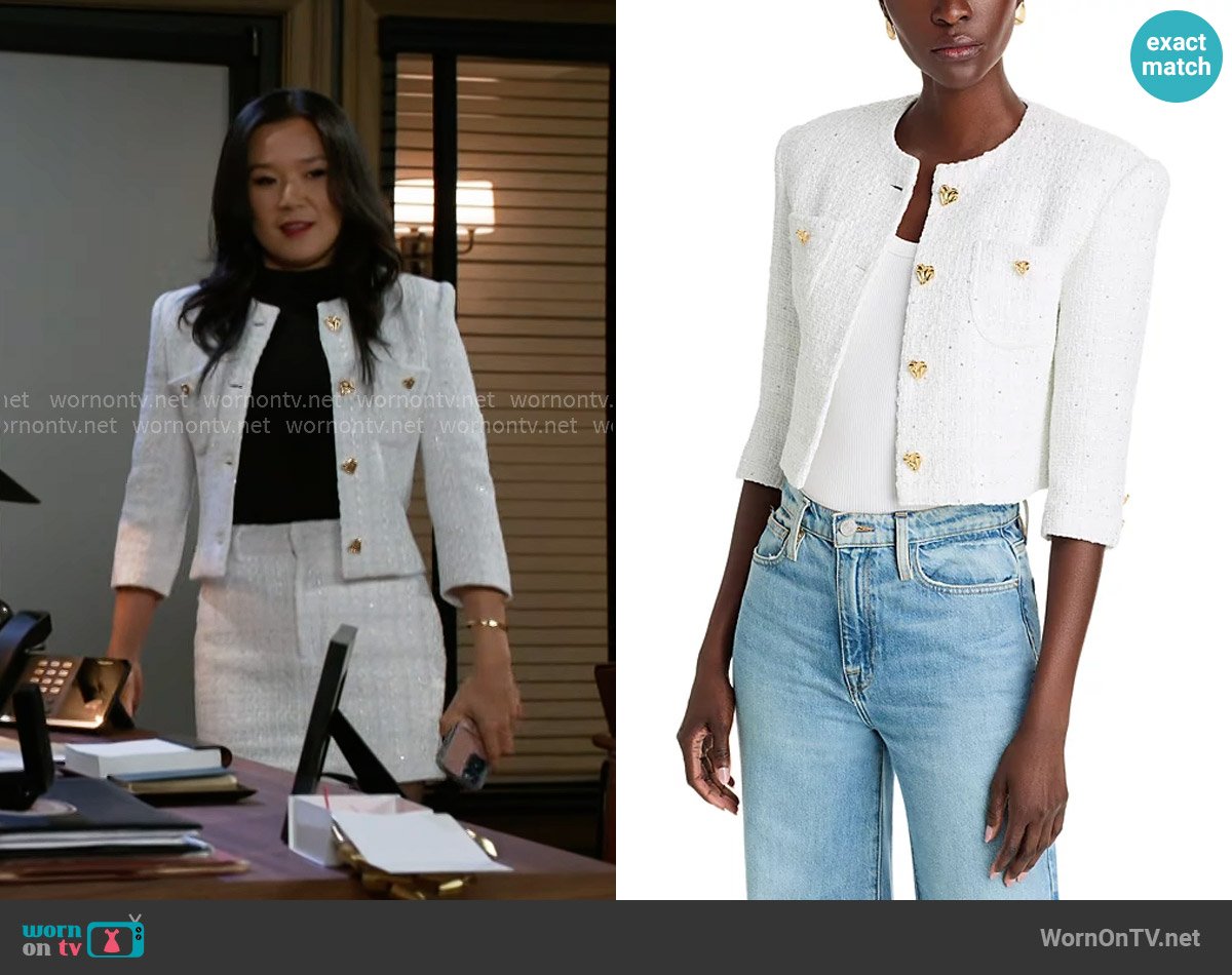 Generation Love Monty Tweed Jacket worn by Caroline Lee (Ellie Wang) on Beyond the Gates