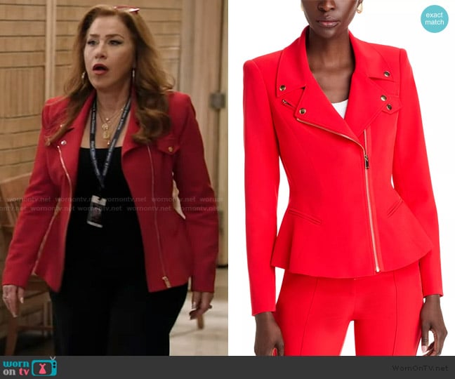 Generation Love Selah Crepe Moto Jacket worn by Melissa Schemmenti (Lisa Ann Walter) on Abbott Elementary