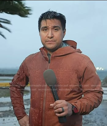 George Solis’s rust orange rain jacket on Today