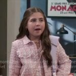 Georgia’s pink tweed jacket on Shifting Gears