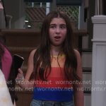 Georgia’s striped tank top on Shifting Gears