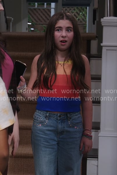 Georgia’s striped tank top on Shifting Gears