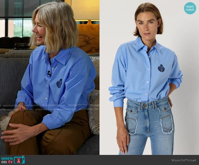 Gerard Darel Cotton Shirt with coat-of-arms in Bleu ciel worn by Naomi Watts on Today