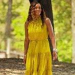 Gerri’s yellow tie front dress on The Golden Bachelor