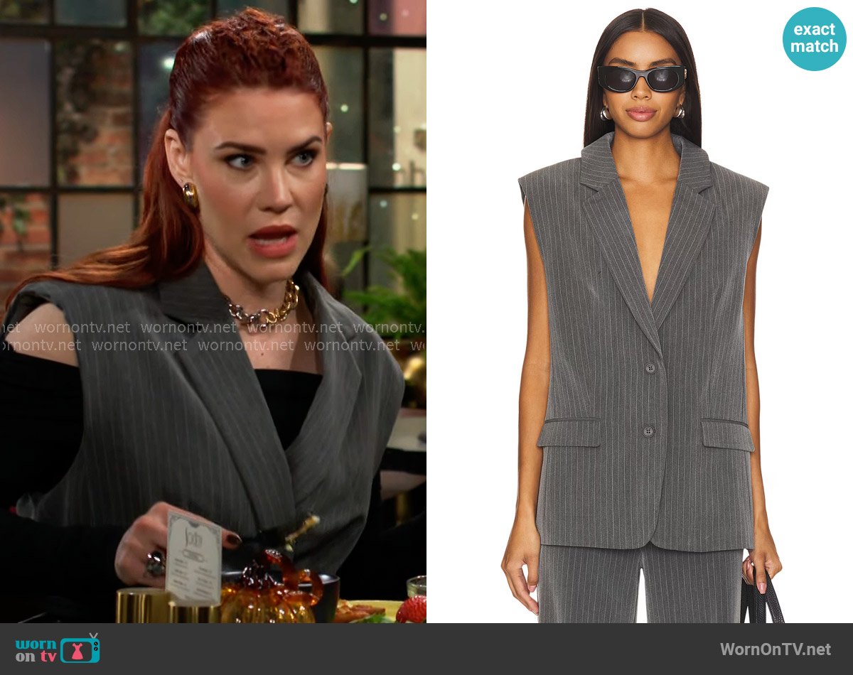 Sally’s grey pinstripe vest on The Young and the Restless Sally’s grey pinstripe vest on The Young and the Restless