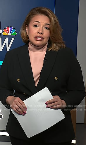 Gilma Avalos's black double breasted blazer on NBC News Daily