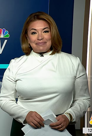 Gilma Avalos’s white asymmetric top on NBC News Daily
