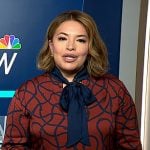 Gilma Avalos’s red printed tie neck blouse on NBC News Daily