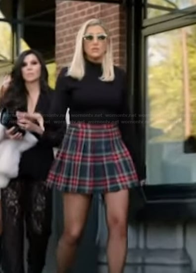 Gina’s plaid mini skirt on The Real Housewives of Orange County