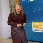 Ginger’s burgundy leather skirt on Good Morning America