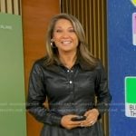 Ginger’s black leather mini shirtdress on Good Morning America