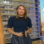 Ginger’s navy mixed media dress on Good Morning America