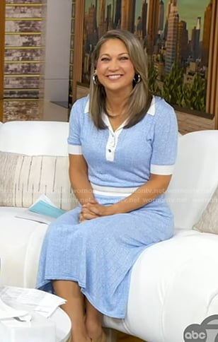 Ginger’s blue ribbed polo dress on Good Morning America