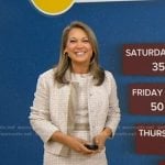 Ginger’s beige tweed dress and jacket on Good Morning America