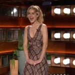 Grace Van Patten’s pink plaid dress on The Kelly Clarkson Show