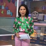 Vicky’s green rose print blouse and pink pants on NBC News Daily