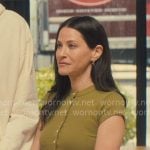Esther’s green button front top on Nobody Wants This