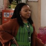Janine’s green stripe tie waist dress on Abbott Elementary