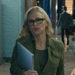 Laurel’s green suede zip jacket on Elsbeth