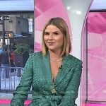 Jenna’s green satin tie front blazer and pants on Today