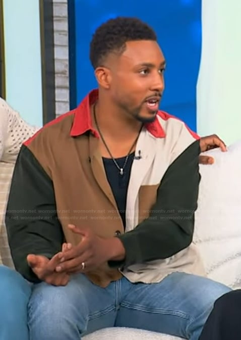 Greg Mathis Jr's colorblock shirt on Tamron Hall Show
