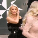 Gretchen’s black shearling velvet dress on The Real Housewives of Orange County