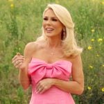 Gretchen’s pink bow front dress on The Real Housewives of Orange County