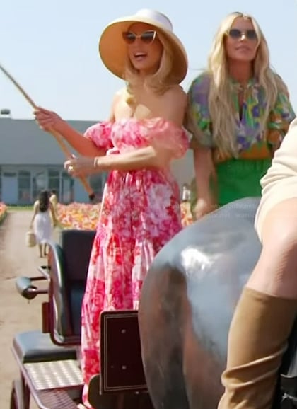 Gretchen's pink floral strapless dress on The Real Housewives of Orange County