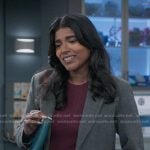 Kavita’s grey plaid cropped blazer on Greys Anatomy