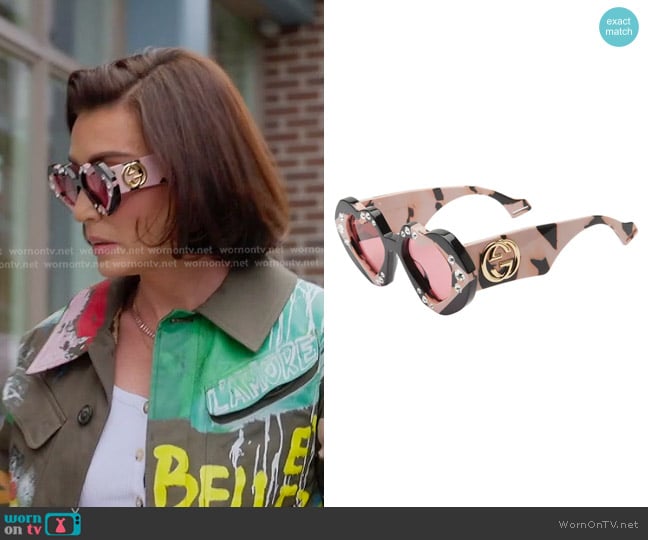 Gucci 48mm Special Edition Heart Sunglasses worn by Bronwyn Newport on The Real Housewives of Salt Lake City