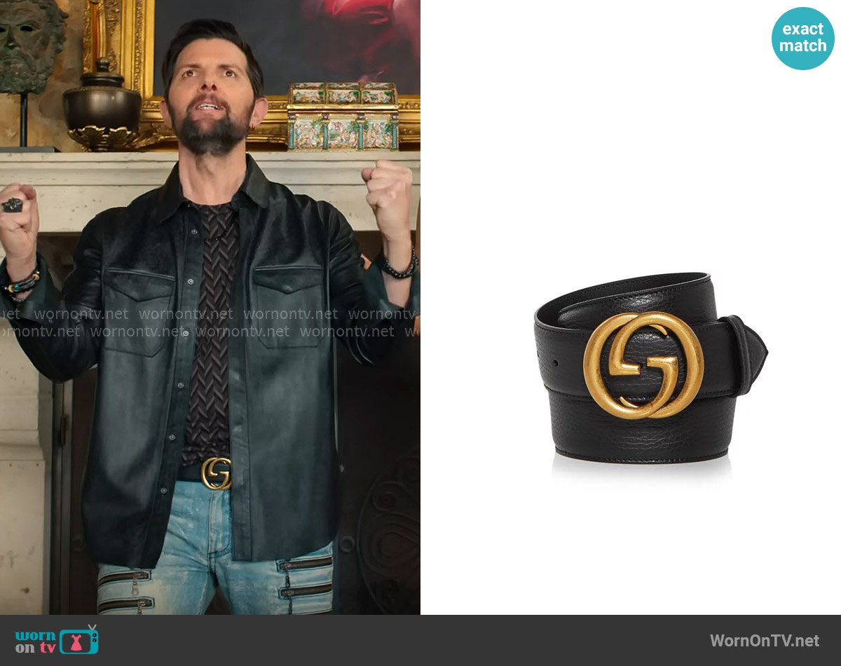 Gucci Double G Buckle Leather Belt worn by John Novak (Adam Scott) on Loot