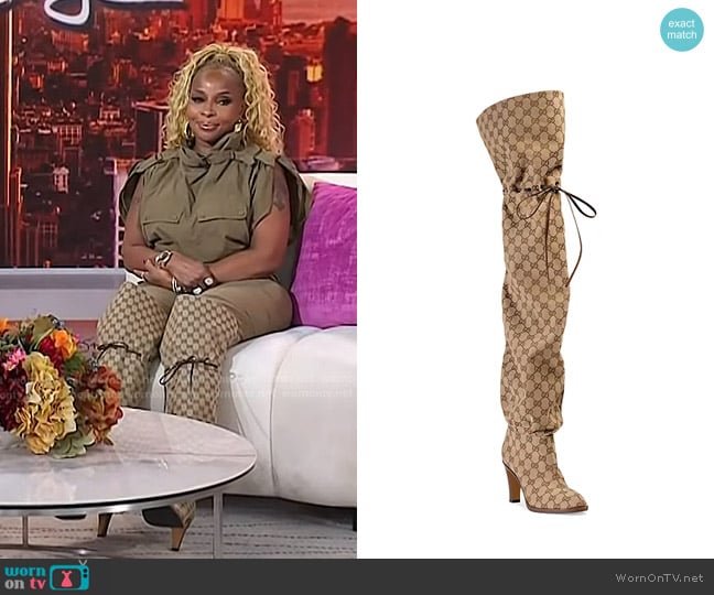 Gucci GG Canvas Over-the-Knee Boots worn by Mary J. Blige on Today