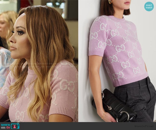 Gucci GG wool boucle jacquard top worn by Ashley Darby on The Real Housewives of Potomac