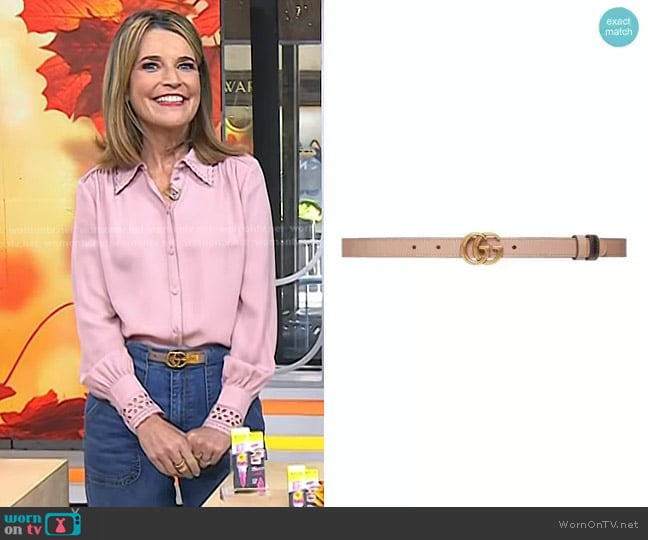 Gucci Reversible Logo-Plaque Belt worn by Savannah Guthrie on Today