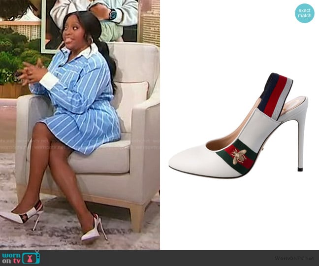 Gucci Web Accent Leather Slingback Pumps worn by Sherri Shepherd on Sherri