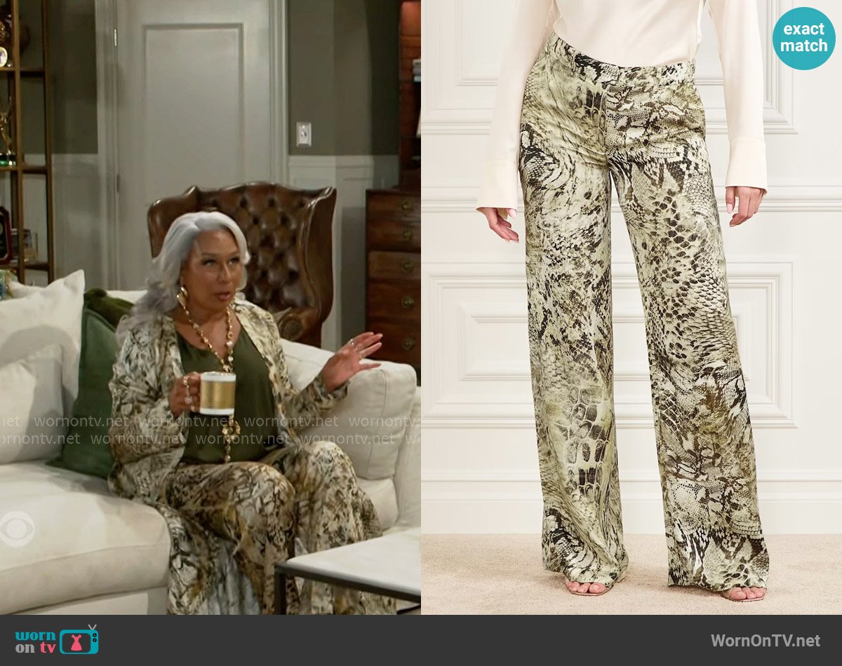 Guess Eco Giselle Printed Pant worn by Anita Dupree (Tamara Tunie) on Beyond the Gates