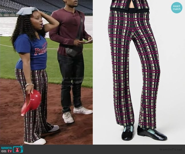 Janine’s plaid flare pants on Abbott Elementary Janine’s plaid flare pants on Abbott Elementary
