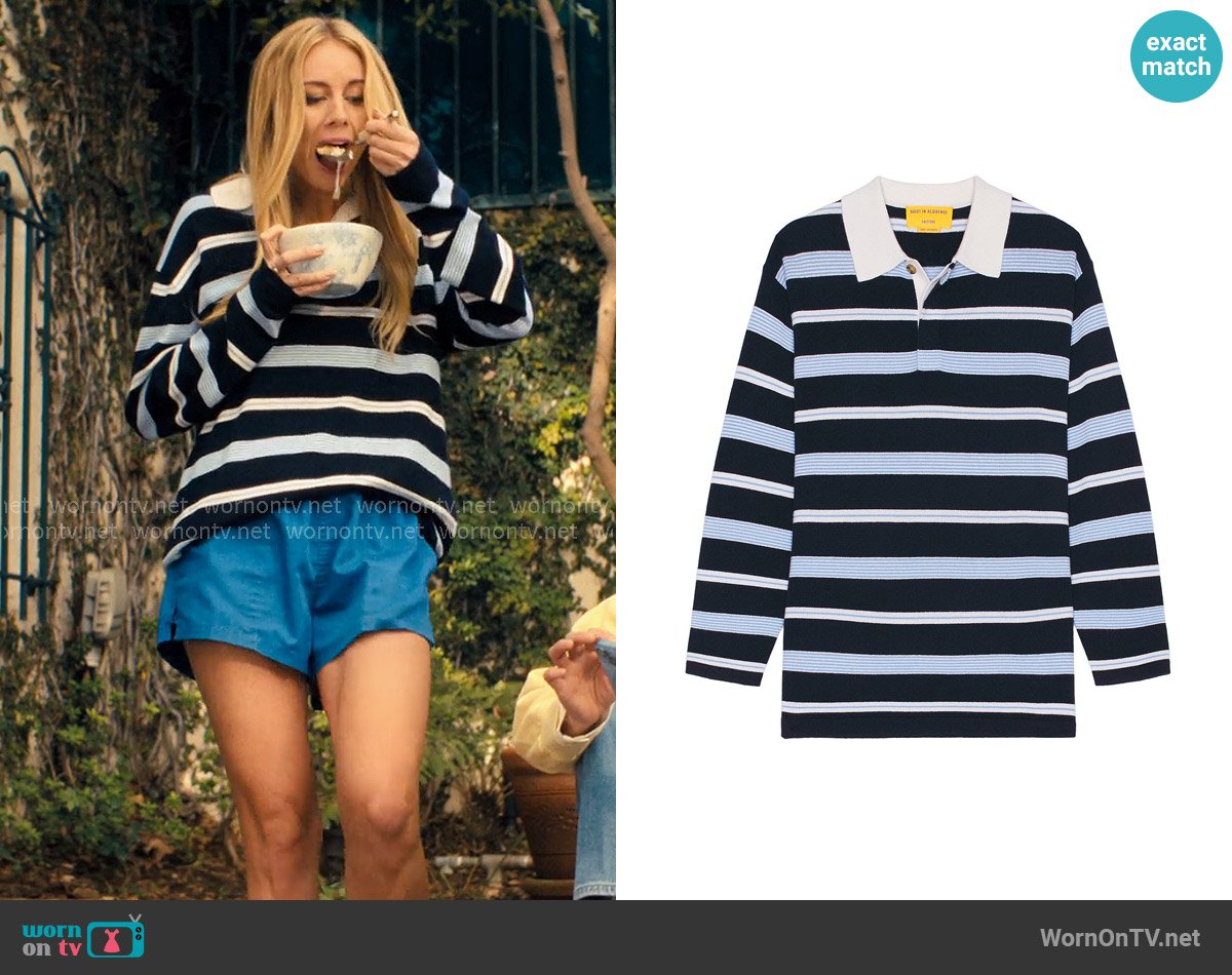 Guest in Residence Striped Rubgy in Midnight Multi worn by Morgan (Justine Lupe) on Nobody Wants This