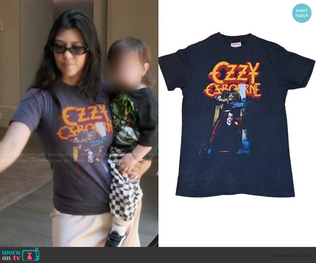 Hanes Vintage Ozzy Osbourne Tour Tee worn by Kourtney Kardashian (Kourtney Kardashian) on The Kardashians