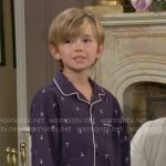 Harrison’s anchor print pajamas on The Young and the Restless