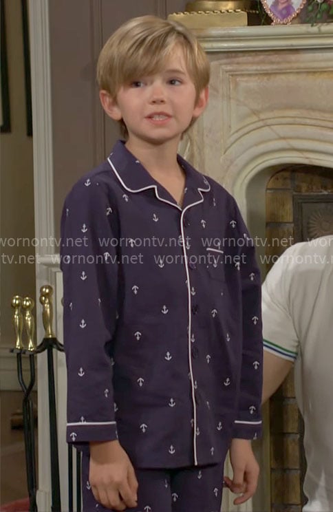 Harrison's anchor print pajamas on The Young and the Restless