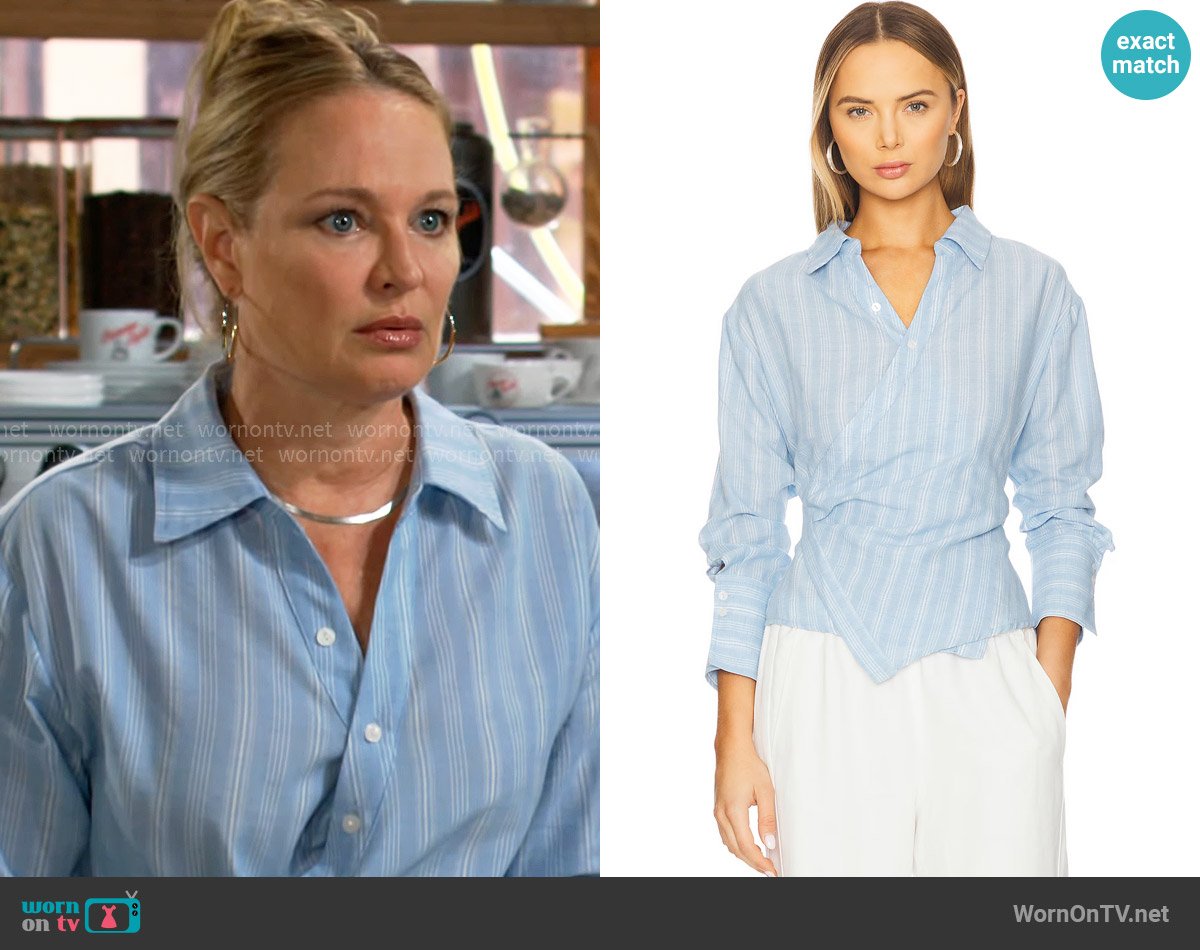 Heartloom Elene Shirt worn by Sharon Newman (Sharon Case) on The Young and the Restless