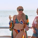 Heather’s multicolor print bikini and coverup on The Real Housewives of Salt Lake City