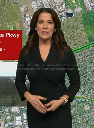 Heather's black cable knit wrap sweater dress on Good Morning America