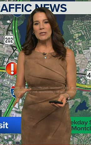 Heather’s brown suede ruched dress on Good Morning America