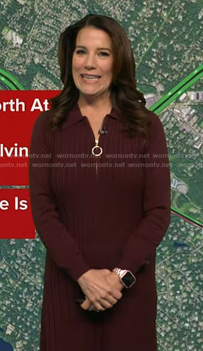Heather’s burgundy cable knit dress on Good Morning America