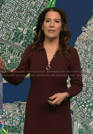 Heather’s burgundy cable knit dress on Good Morning America