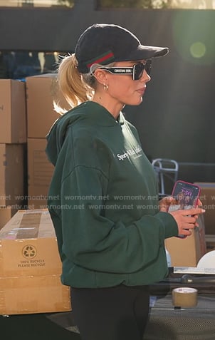 Heather's green print hoodie on Selling Sunset