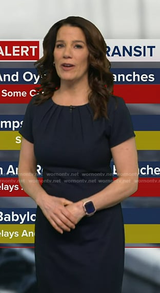 Heather's navy gathered dress on Good Morning America